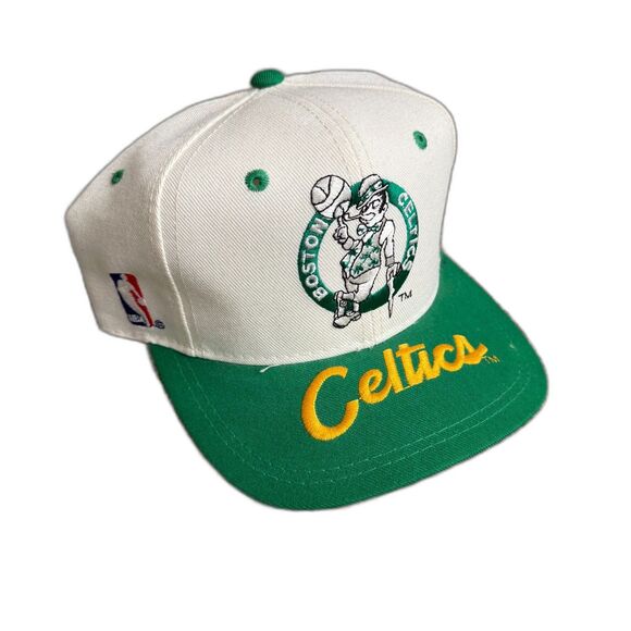 VINTAGE BOSTON CELTICS BASKETBALL SPELLOUT NBA SNAPBACK HAT MENS ONE SIZE - Picture 1 of 8